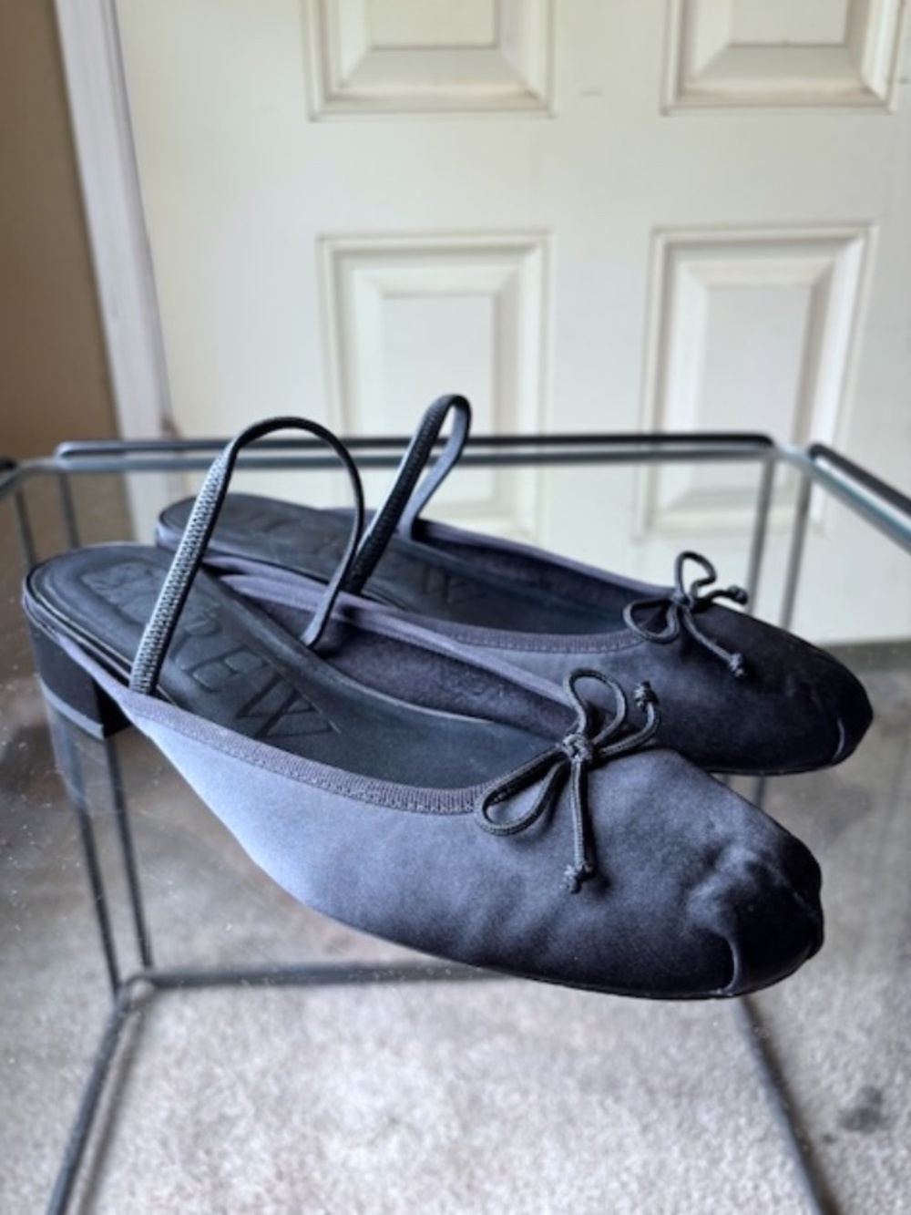 $148 J CREW Teagan Ballet Flat Mules in Black Satin EUC/sz 8 - Picture 2 of 13